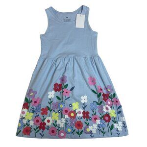 H&M Girls Sleeveless Blue Floral Print Summer Dress Size 6X-7 - New